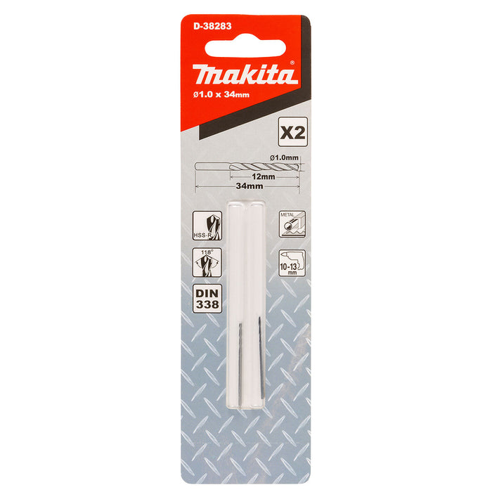 Vĩ 2 mũi khoan kim loại HSS-R Makita kích thước từ 1mm-4mm, đuôi trơn