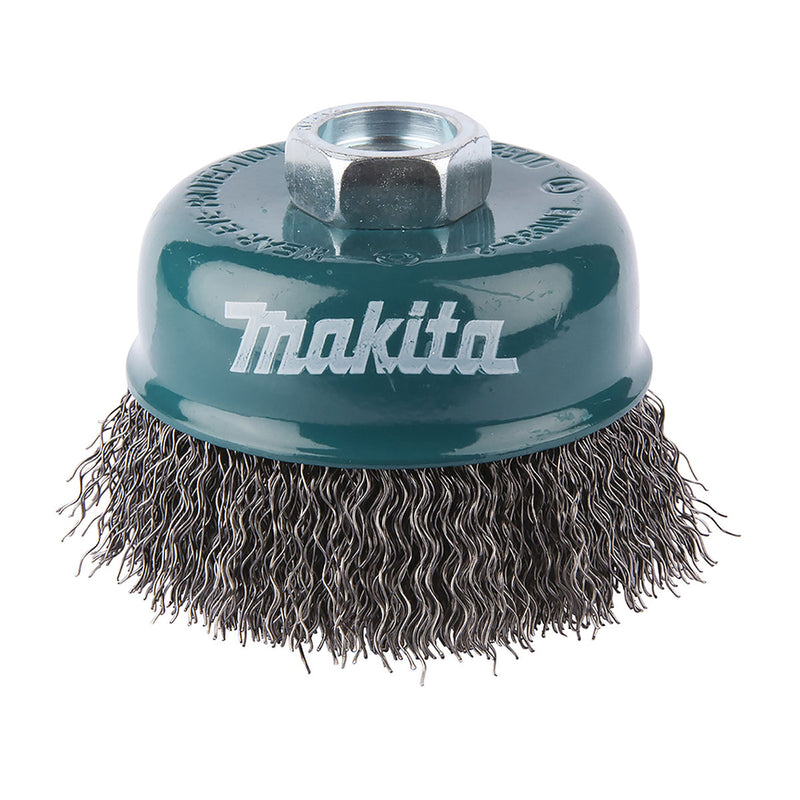 Chổi cước kim loại hình chén, sợi thẳng Makita đường kính từ 60-75mm, cốt M14 dùng cho các máy mài góc 125mm, 150mm ( Cấp 2 sao )