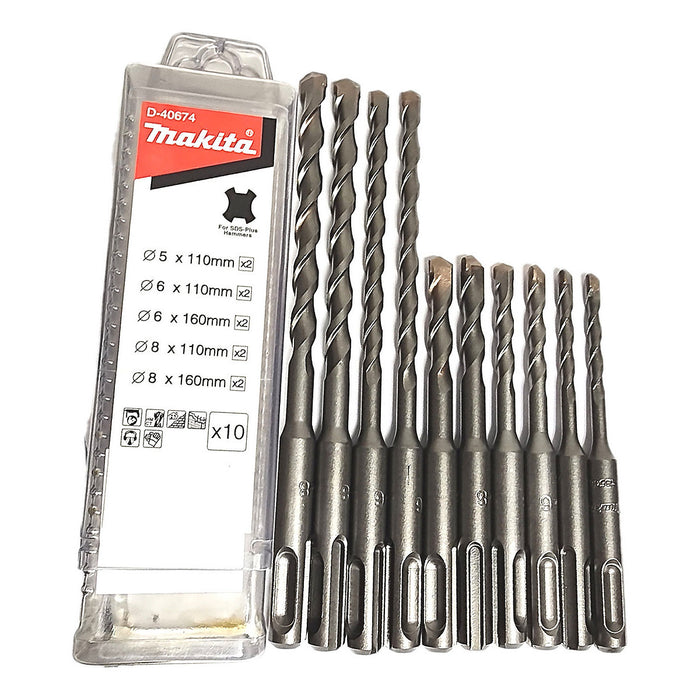 Bộ mũi khoan bê tông TCT 10 chi tiết Makita D-40674 kích thước từ 5mm - 8mm, đuôi gài SDS-Plus