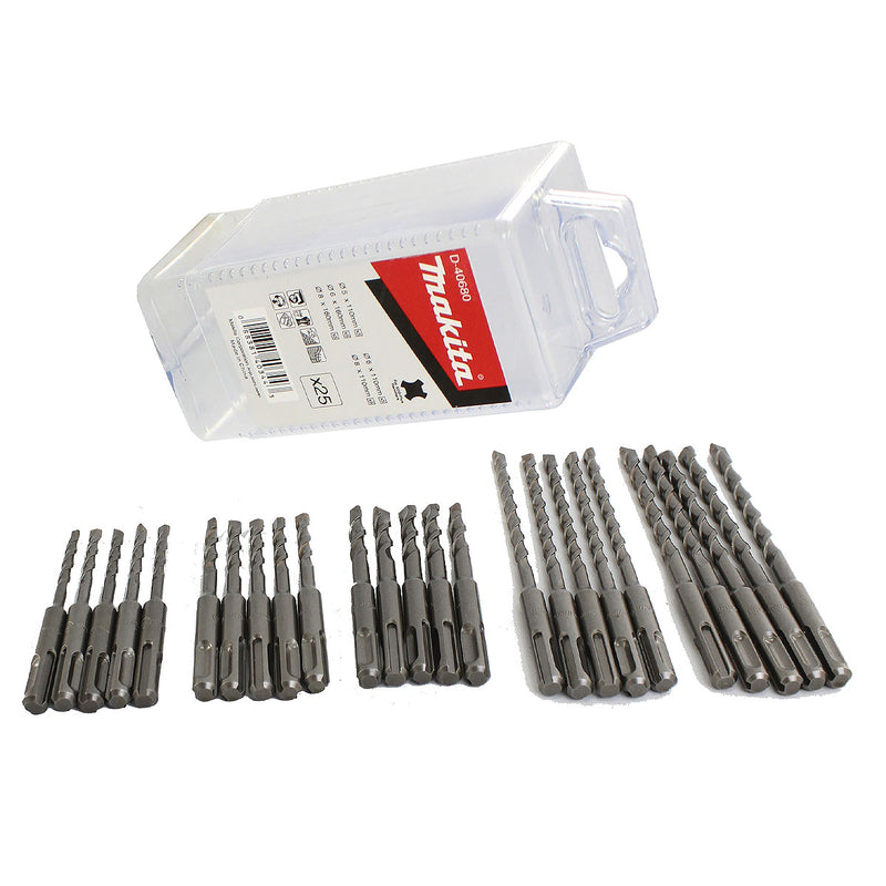 Bộ mũi khoan bê tông 25 chi tiết Makita D-40680 đuôi gài SDS-Plus