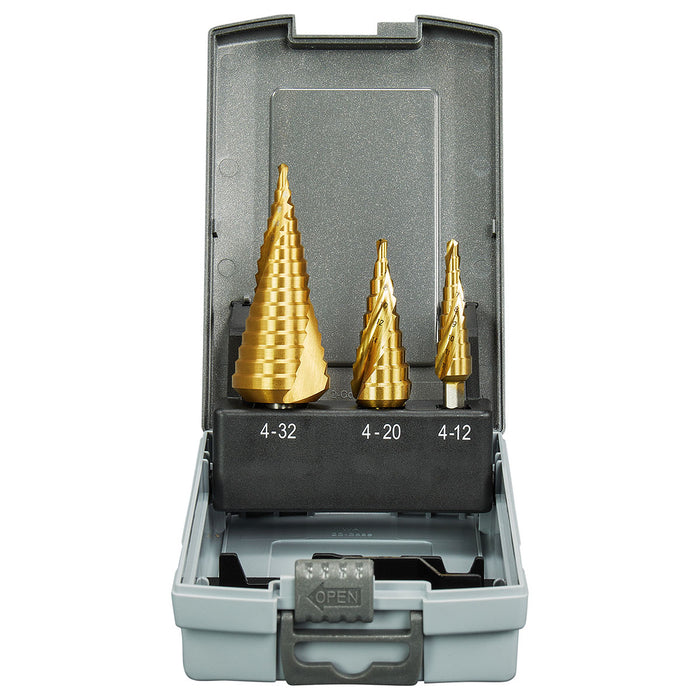 Bộ mũi khoan tháp xoắn ốc 3 chi tiết Makita D-41872 kích thước từ 4mm - 32mm, đuôi lục giác 6.35mm ( 1/4 inch )