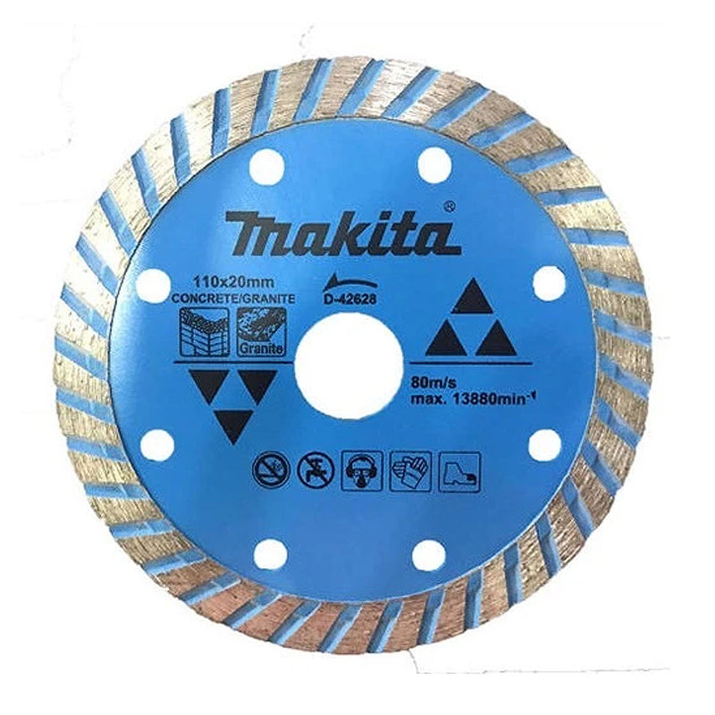 Lưỡi cắt kim cương 110mm kiểu gợn sóng Makita dùng cho bê tông, lỗ cốt 20mm, cắt khô ( Cấp 1 sao )