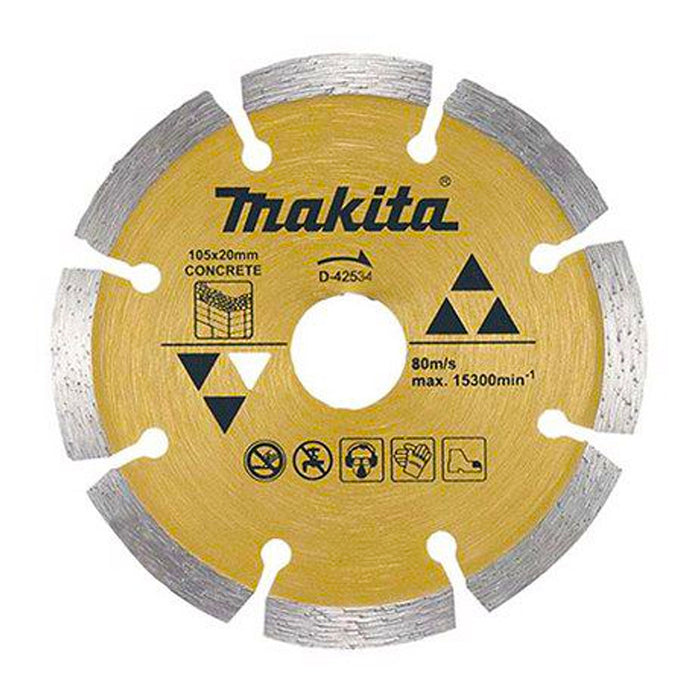 Lưỡi cắt kim cương 105mm kiểu răng phân đoạn Makita dùng cho bê tông, lỗ cốt 20mm ( Cấp 1 sao )