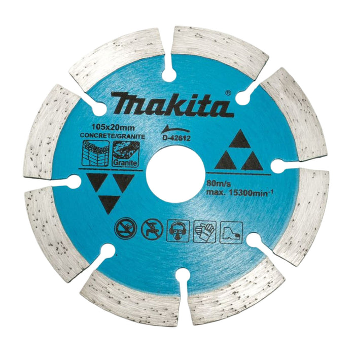 Lưỡi cắt kim cương 105mm kiểu răng phân đoạn Makita dùng cho bê tông, lỗ cốt 20mm ( Cấp 1 sao )
