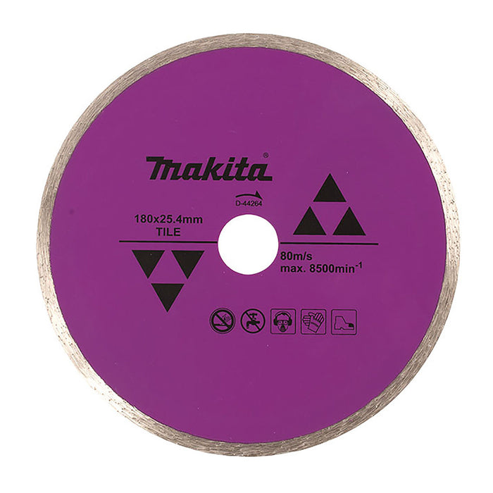 Lưỡi cắt kim cương 180mm kiểu mép phẳng Makita D-44264 dùng cho gạch gốm lỗ cốt 25.4mm, cắt nước ( Cấp 1 sao )