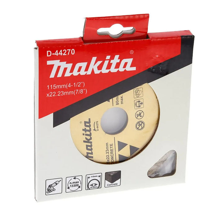 Lưỡi cắt kim cương 115mm kiểu răng phân đoạn Makita D-44270 dùng cho bê tông, lỗ cốt 22.23mm, cắt khô ( Cấp 2 sao )