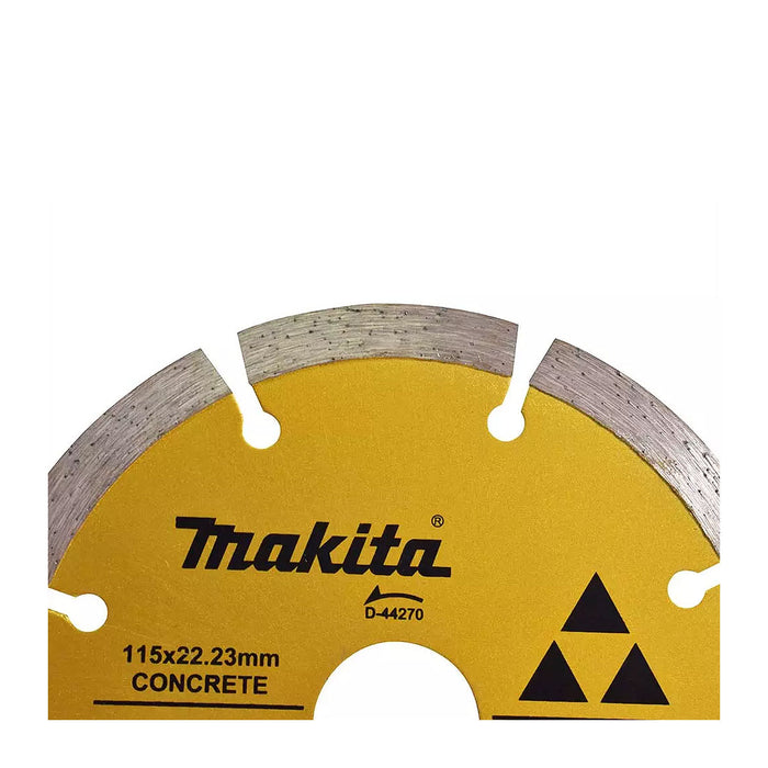 Lưỡi cắt kim cương 115mm kiểu răng phân đoạn Makita D-44270 dùng cho bê tông, lỗ cốt 22.23mm, cắt khô ( Cấp 2 sao )