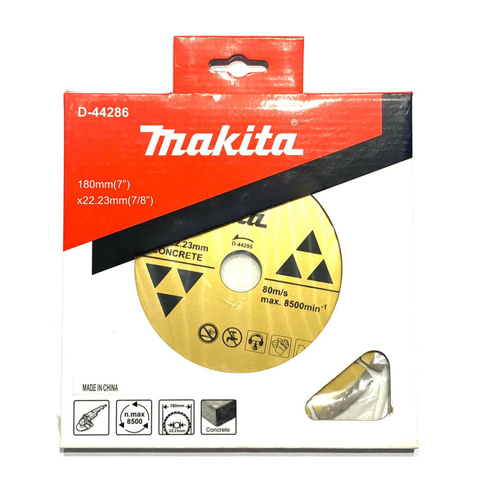 Lưỡi cắt kim cương 180mm kiểu răng phần đoạn Makita dùng cho bê tông, lỗ cốt 22.23mm, cắt khô ( Cấp 2 sao )