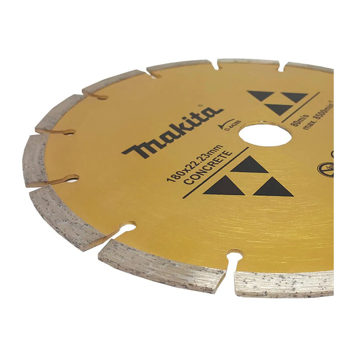 Lưỡi cắt kim cương 180mm kiểu răng phần đoạn Makita dùng cho bê tông, lỗ cốt 22.23mm, cắt khô ( Cấp 2 sao )