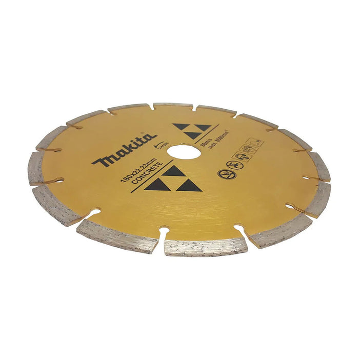 Lưỡi cắt kim cương 180mm kiểu răng phần đoạn Makita dùng cho bê tông, lỗ cốt 22.23mm, cắt khô ( Cấp 2 sao )