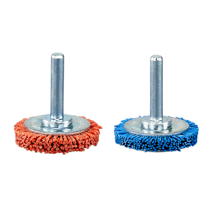 Chổi nylon hình bánh xe Makita đường kính 38mm, trục cốt 6mm, loại đánh thô và đánh hoàn thiện mịn đẹp dùng cho máy khoan ( Cấp 2 sao )