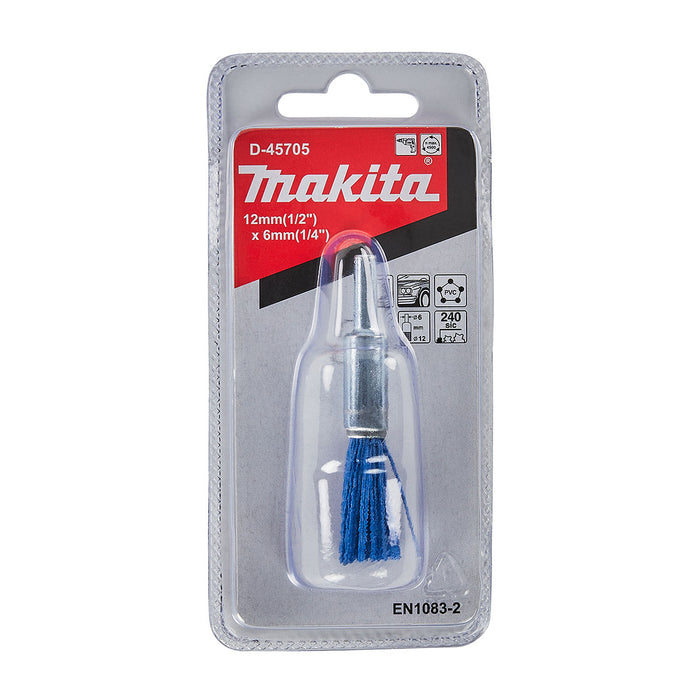 Chổi nylon Makita đường kính 12mm, trục cốt 6mm loại đánh thô và đánh hoàn thiện mịn, đẹp dùng cho máy khoan ( Cấp 2 sao )