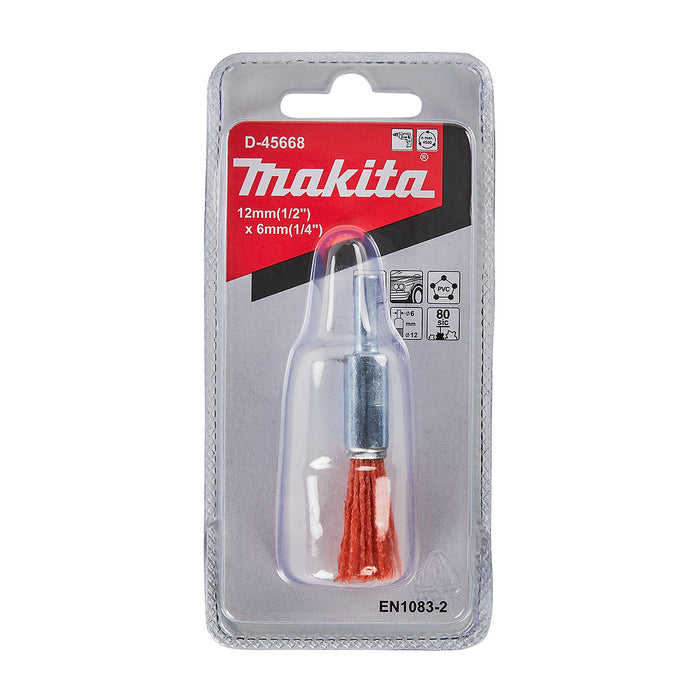 Chổi nylon Makita đường kính 12mm, trục cốt 6mm loại đánh thô và đánh hoàn thiện mịn, đẹp dùng cho máy khoan ( Cấp 2 sao )