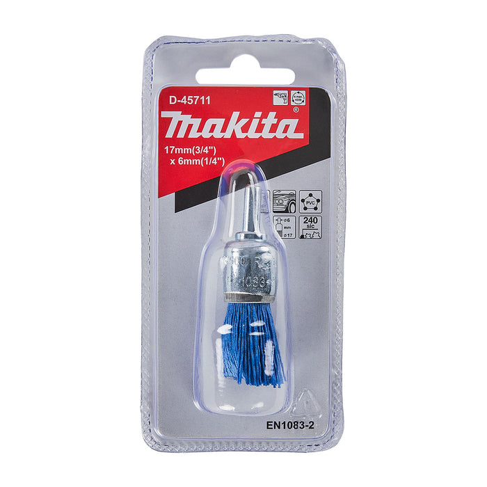 Chổi nylon Makita đường kính 17mm, trục cốt 6mm loại đánh thô và đánh hoàn thiện mịn, đẹp dùng cho máy khoan ( Cấp 2 sao )