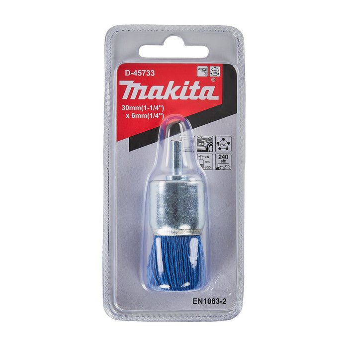 Chổi nylon Makita đường kính 30mm, trục cốt 6mm loại đánh thô và đánh hoàn thiện mịn, đẹp dùng cho máy khoan ( Cấp 2 sao )