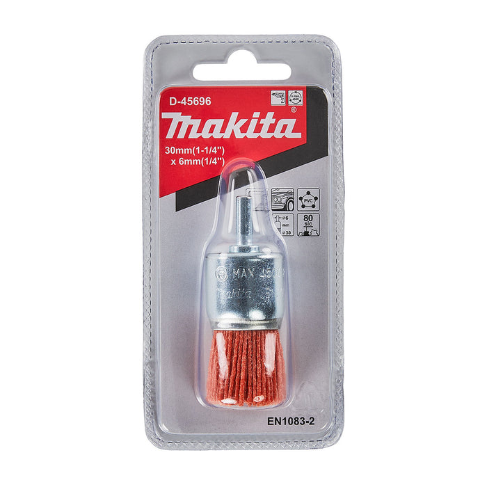 Chổi nylon Makita đường kính 30mm, trục cốt 6mm loại đánh thô và đánh hoàn thiện mịn, đẹp dùng cho máy khoan ( Cấp 2 sao )