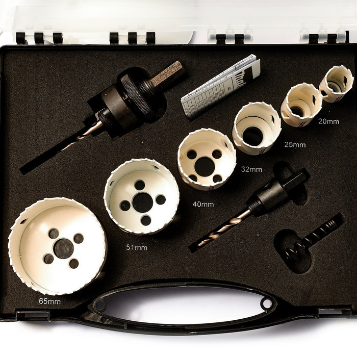 Bộ mũi khoét lỗ đa vật liệu BiM 9 chi tiết Makita D-47139 kích thước từ 20mm - 65mm