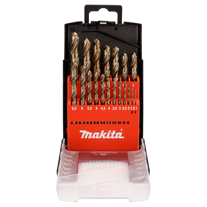 Bộ mũi khoan kim loại, inox HSS-Co đuôi thẳng MAKITA D-50463 (19 cái/hộp)