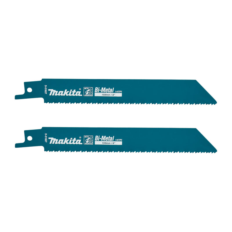 Vĩ 2 lưỡi cưa kiếm Bi-Metal Makita D-51627 dòng sản phẩm kinh tế dùng cho kim loại, số răng 14 TPI chiều dài 150mm ( Cấp 2 sao )