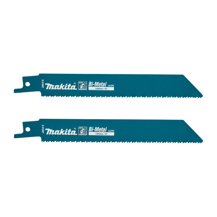 Vĩ 2 lưỡi cưa kiếm Bi-Metal Makita D-51627 dòng sản phẩm kinh tế dùng cho kim loại, số răng 14 TPI chiều dài 150mm ( Cấp 2 sao )