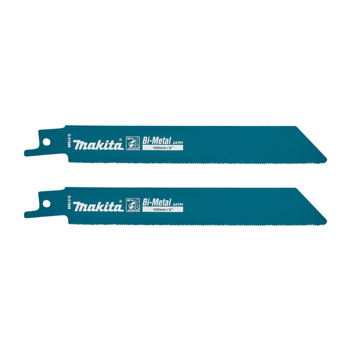 Vĩ 2 lưỡi cưa kiếm Bi-Metal Makita D-51649 dòng sản phẩm kinh tế, dùng cho kim loại số răng 24 TPI, chiều dài 150mm ( Cấp 2 sao )
