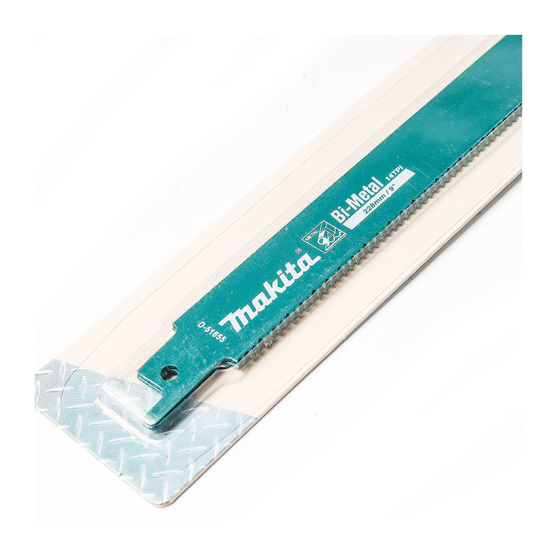Vĩ 2 lưỡi cưa kiếm Bi-Metal Makita D-51655 dòng sản phẩm kinh tế, dùng cho kim loại số răng 14 TPI, chiều dài 225mm ( Cấp 2 sao )