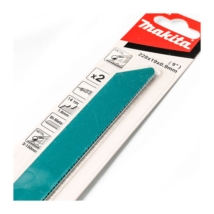 Vĩ 2 lưỡi cưa kiếm Bi-Metal Makita D-51655 dòng sản phẩm kinh tế, dùng cho kim loại số răng 14 TPI, chiều dài 225mm ( Cấp 2 sao )