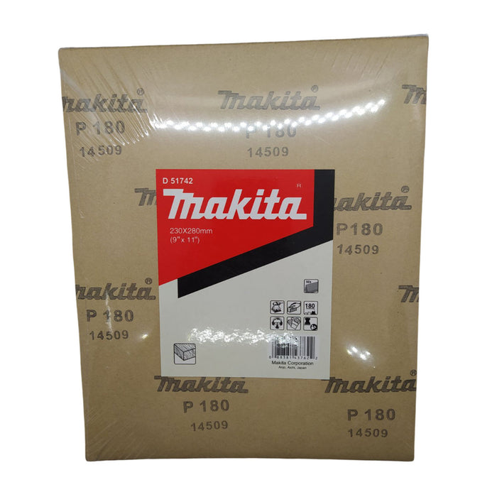 Hộp 50 giấy nhám vuông khổ lớn 230x280mm Makita cho gỗ dùng với đế kẹp ( Cấp 1 sao )