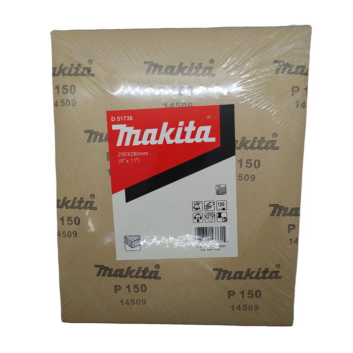 Hộp 50 giấy nhám vuông khổ lớn 230x280mm Makita cho gỗ dùng với đế kẹp ( Cấp 1 sao )