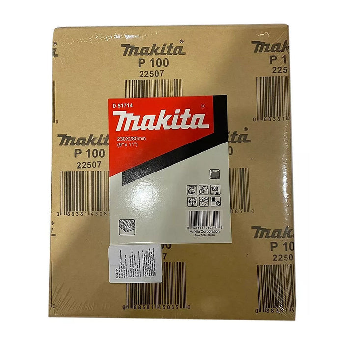 Hộp 50 giấy nhám vuông khổ lớn 230x280mm Makita cho gỗ dùng với đế kẹp ( Cấp 1 sao )
