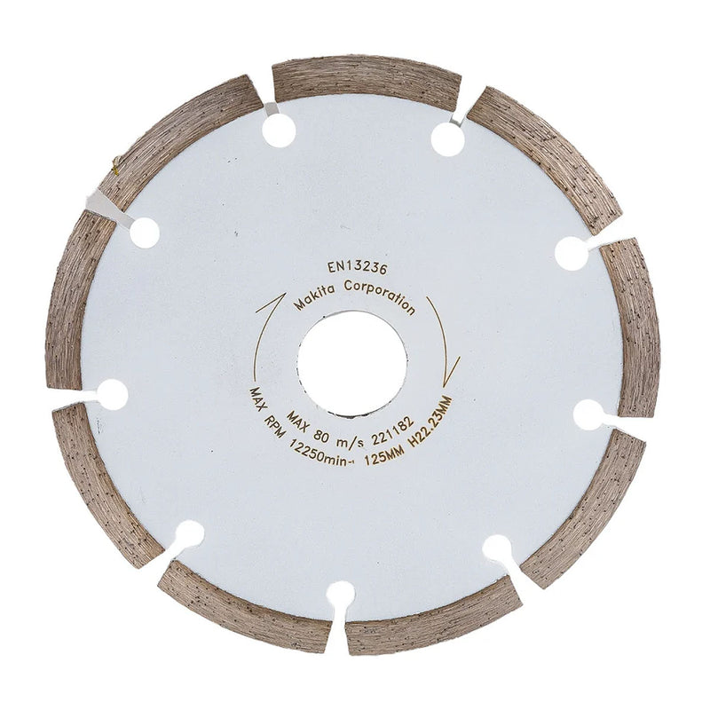 Lưỡi cưa kim cương 125mm kiểu răng phân đoạn Makita D-52766 dùng cho bê tông, đá cẩm thạch, lỗ cốt 22.23mm, cắt khô, đạt tiêu chuẩn EN13236 ( Cấp 1 sao )