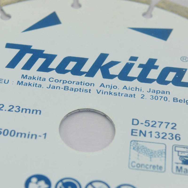 Lưỡi cưa kim cương 180mm Makita D-52772 dùng cho bê tông, đá cẩm thạch, lỗ cốt 22.23mm, cắt khô,  đạt tiêu chuẩn EN13236 ( Cấp 1 sao )