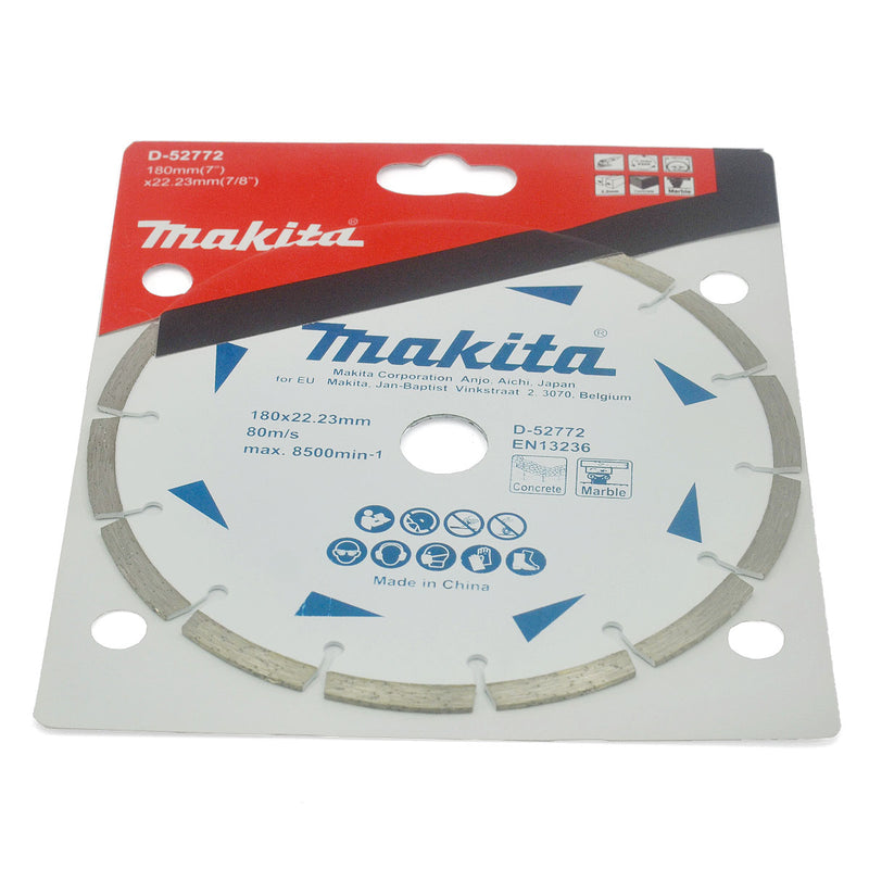 Lưỡi cưa kim cương 180mm Makita D-52772 dùng cho bê tông, đá cẩm thạch, lỗ cốt 22.23mm, cắt khô,  đạt tiêu chuẩn EN13236 ( Cấp 1 sao )