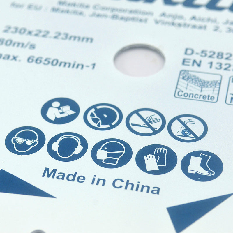 Lưỡi cắt kim cương 230mm kiểu gợn sóng Makita D-52825 dùng cho bê tông, đá cẩm thạch, lỗ cốt 22.23mm, cắt khô đạt tiêu chuẩn EN13236 ( Cấp 1 sao )