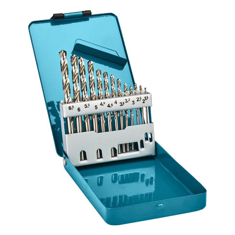 Bộ mũi khoan kim loại HSS-G 13 chi tiết Makita D-54019 kích thước từ 1.5mm - 6.5mm, đuôi trơn