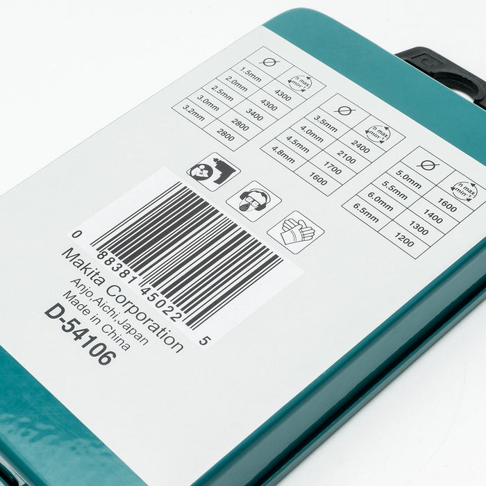 Bộ mũi khoan kim loại HSS-R 13 chi tiết Makita D-54106 kích thước từ 1.5mm - 6.5mm, đuôi trơn