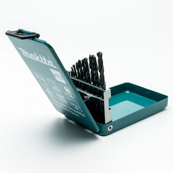 Bộ mũi khoan kim loại HSS-R 13 chi tiết Makita D-54106 kích thước từ 1.5mm - 6.5mm, đuôi trơn