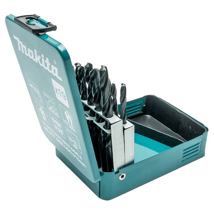 Bộ mũi khoan kim loại HSS-R 19 chi tiết Makita D-54112 kích thước từ 1mm - 10mm, đuôi trơn