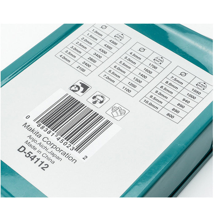 Bộ mũi khoan kim loại HSS-R 19 chi tiết Makita D-54112 kích thước từ 1mm - 10mm, đuôi trơn