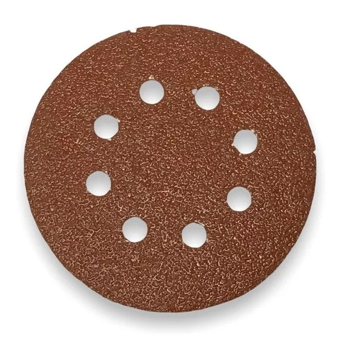 Hộp 10 giấy nhám tròn đục lỗ 125mm ( 5 inch ) Makita cho gỗ, sơn, kim loại dùng với đế gai ( Cấp 2 sao )