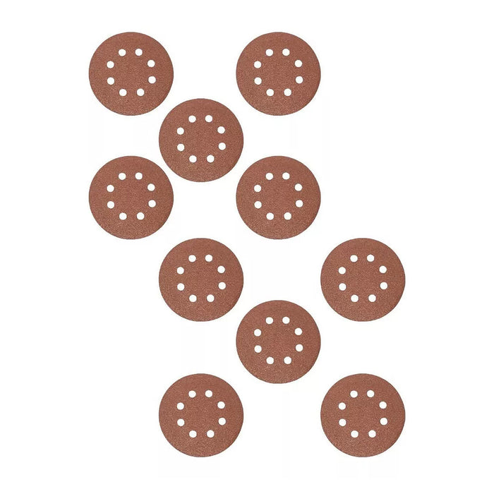Hộp 10 giấy nhám tròn đục lỗ 125mm ( 5 inch ) Makita cho gỗ, sơn, kim loại dùng với đế gai ( Cấp 2 sao )