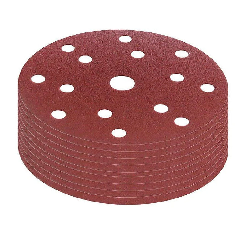 Hộp 10 giấy nhám tròn đục lỗ 150mm ( 6 inch ) Makita cho gỗ, sơn, kim loại dùng với đế gai ( Cấp 2 sao )
