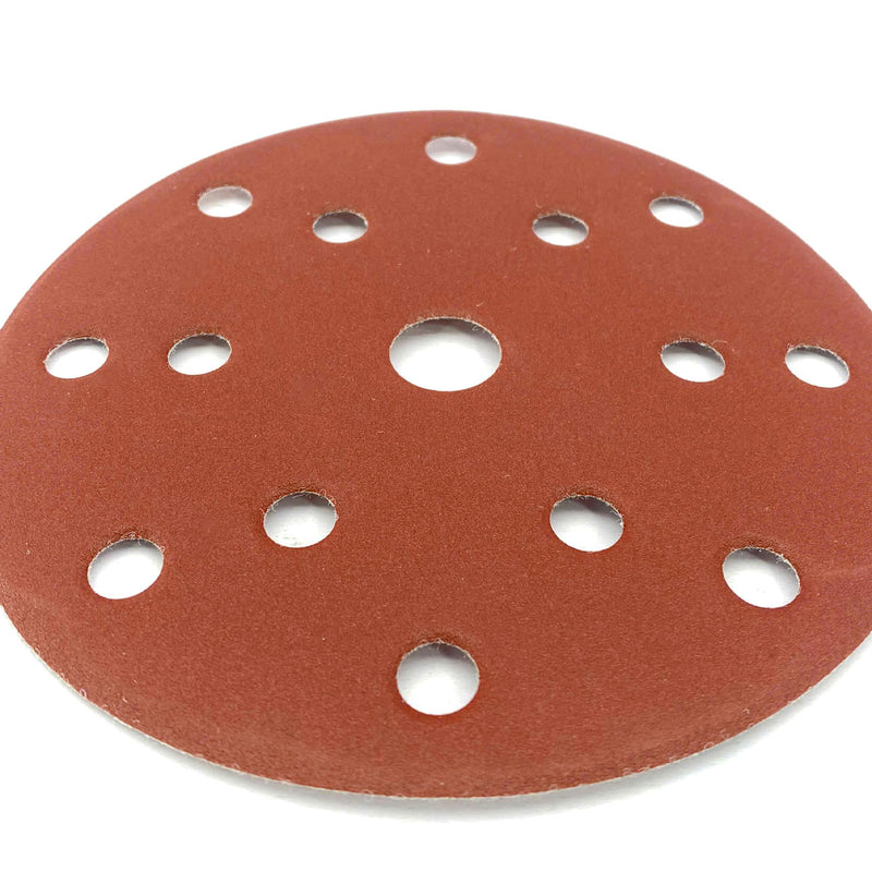 Hộp 10 giấy nhám tròn đục lỗ 150mm ( 6 inch ) Makita cho gỗ, sơn, kim loại dùng với đế gai ( Cấp 2 sao )
