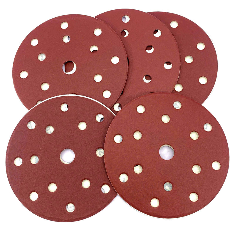 Hộp 10 giấy nhám tròn đục lỗ 150mm ( 6 inch ) Makita cho gỗ, sơn, kim loại dùng với đế gai ( Cấp 2 sao )