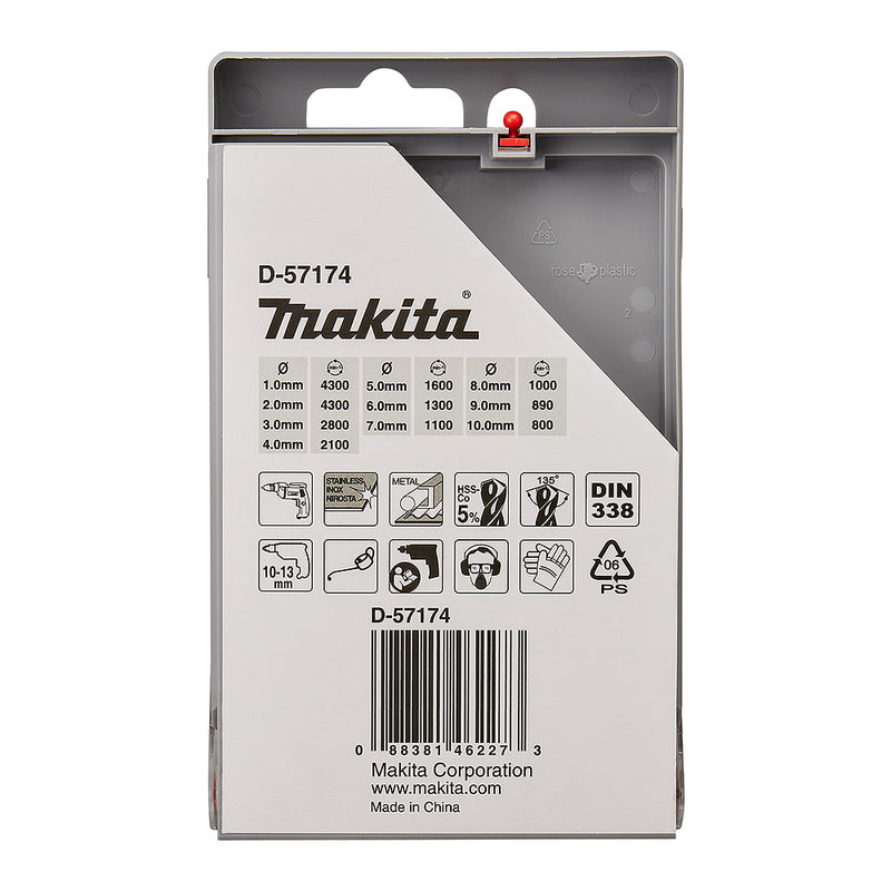 Bộ mũi khoan kim loại, inox HSS-Co MAKITA D-57174