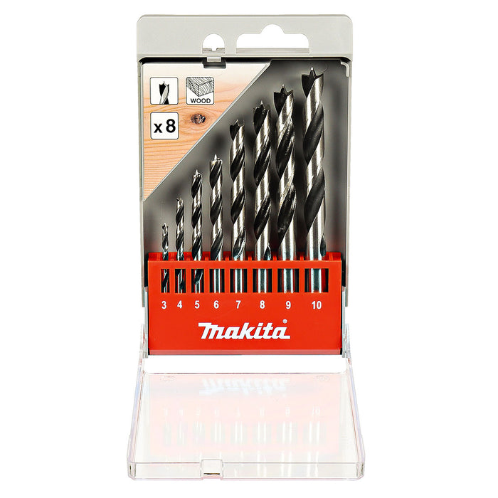 Bộ mũi khoan gỗ 8 chi tiết Makita D-57227 kích thước từ 3mm - 10mm, đuôi trơn