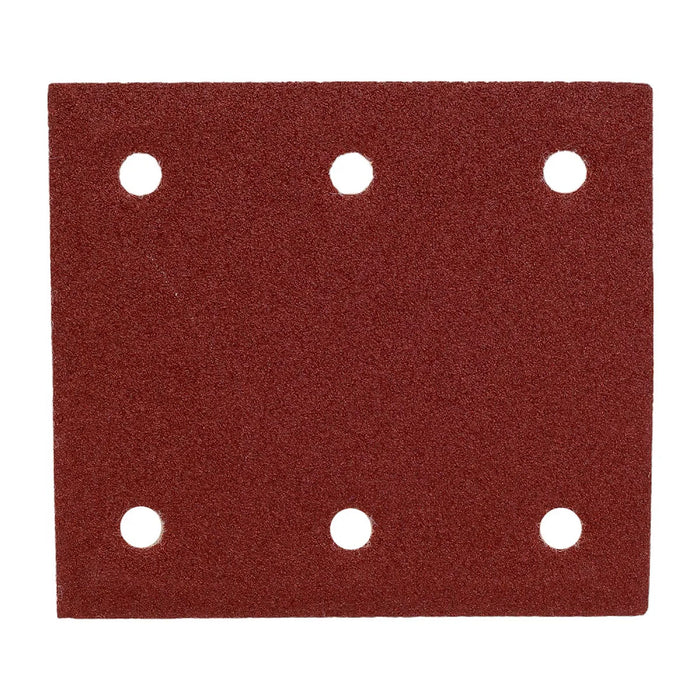 Hộp 10 giấy nhám vuông đục lỗ 114x102mm Makita cho gỗ, sơn, kim loại dùng với đế gai tương thích với các máy BO4510H, BO4565, DBO480, DBO481 ( Cấp 2 sao )