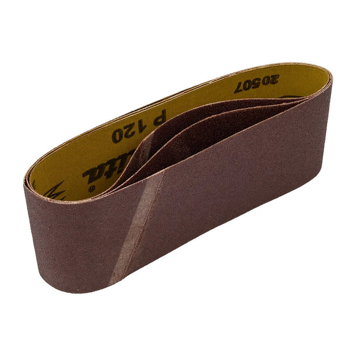 Hộp 3 giấy nhám băng kích thước 76x457mm Makita cho gỗ, sơn, kim loại tương thích với máy Makita 9910 ( Cấp 2 sao )