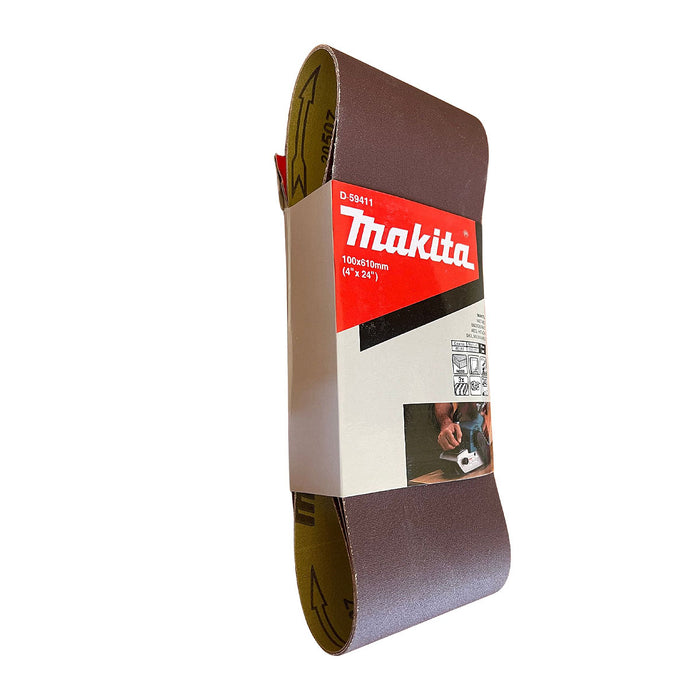 Hộp 3 giấy nhám băng kích thước 100x610mm Makita cho gỗ, sơn, kim loại tương thích với máy Makita 9403, M9400B, 9924DB ( Cấp 2 sao )