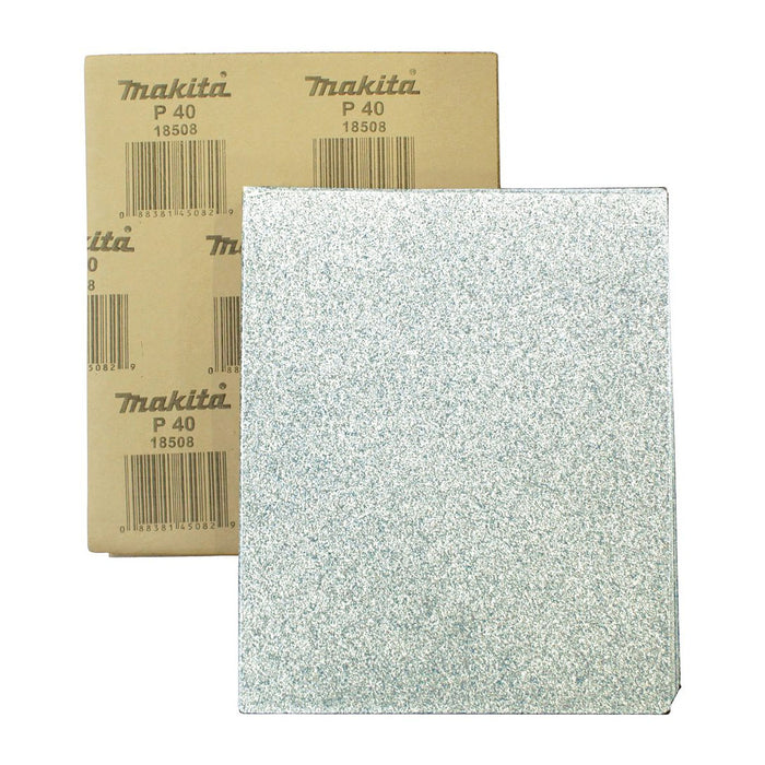 Hộp 100 giấy nhám khổ lớn 230x280mm Makita cho gỗ, nhựa PVC và tẩy sơn bề mặt dùng với đế kẹp ( Cấp 2 sao )